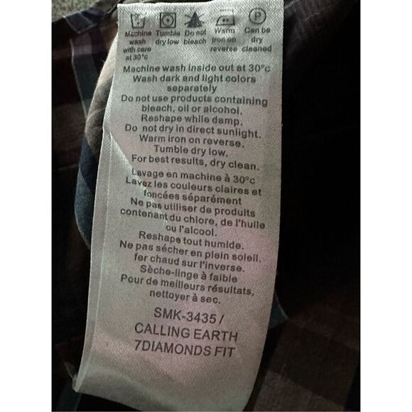 7 Diamonds Button Front Black Pearl Snap LS Western Plaid Shirt Mens Large - Picture 12 of 12